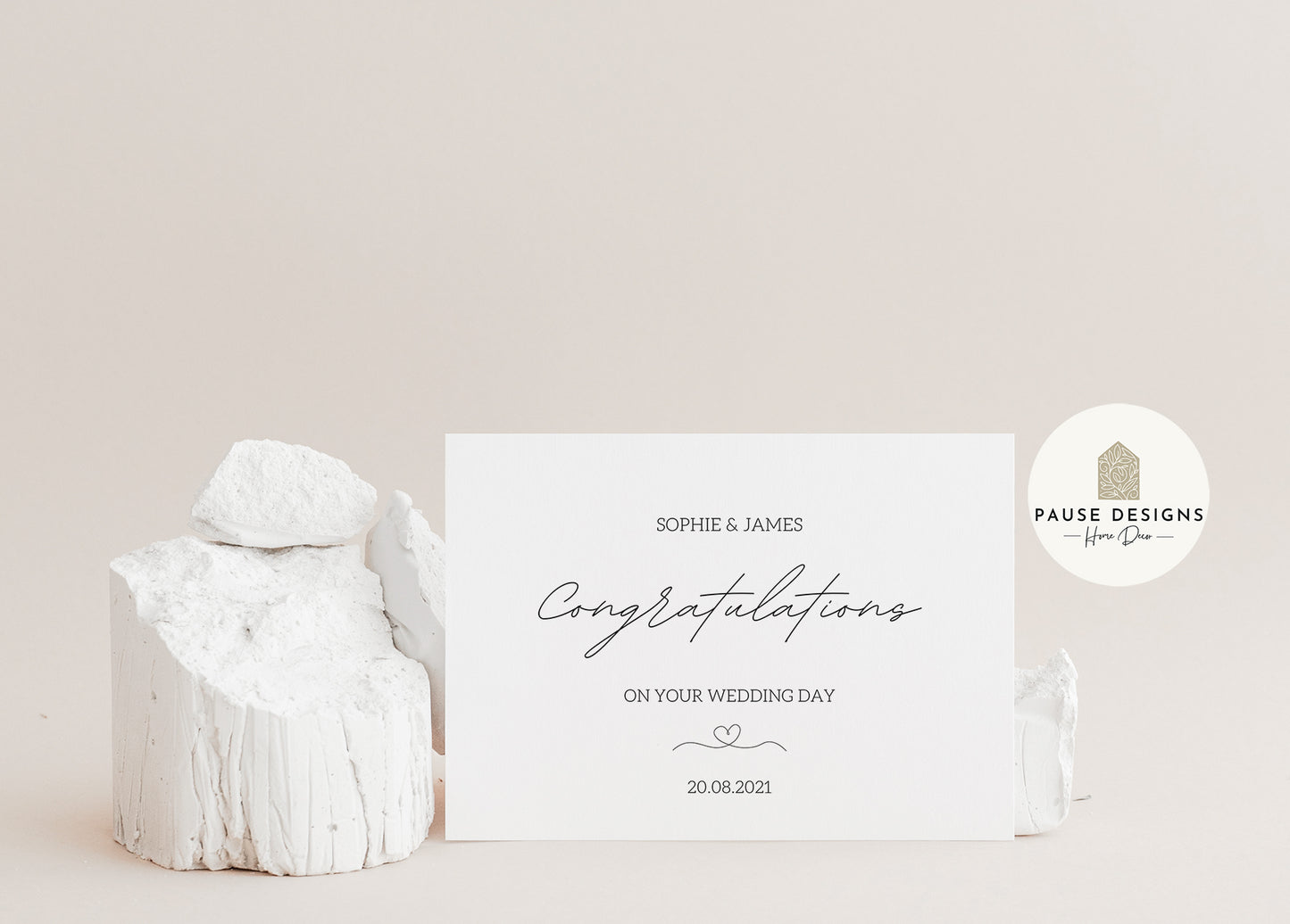 Personalised Congratulations Minimalist Wedding Day Greetings Card
