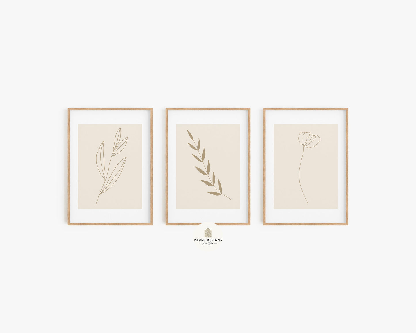 Neutral Flower Wall Art Prints | UNFRAMED PRINTS | Set of 3 Prints | Home Décor Print | Botanical Art | Minimalist Wall Art | Plants Art