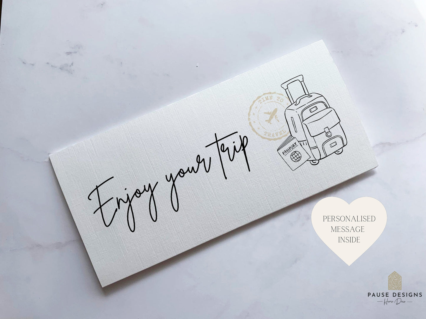 Enjoy your Trip Travel Money Wallet Card | Ticket or Cash Envelope Wallet For Gap Year, Surprise Trip Reveal Or Honeymoon | Travel Gift |