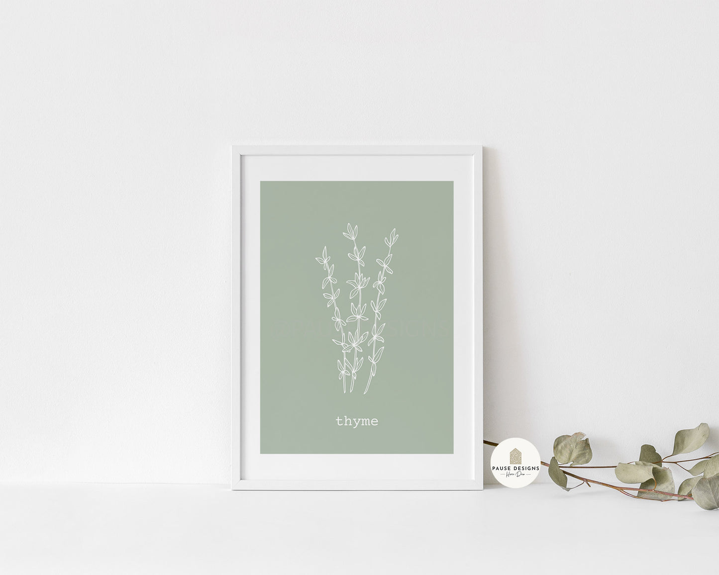 Thyme Herb Line Drawing Wall Art Print | Unframed Print
