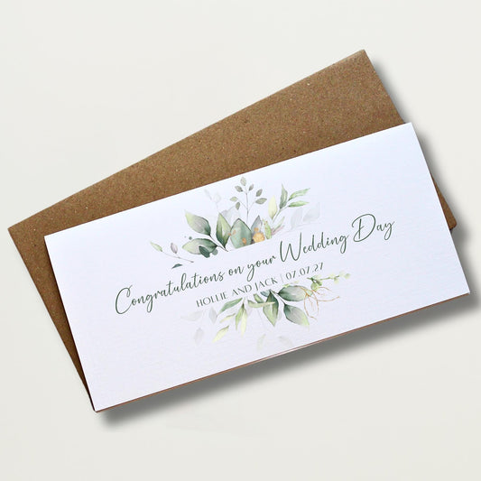 Eucalyptus Wedding Money Wallet Card Personalised Cash Wedding Gift Envelope Elegant Wedding Day Card Unique Keepsake Present