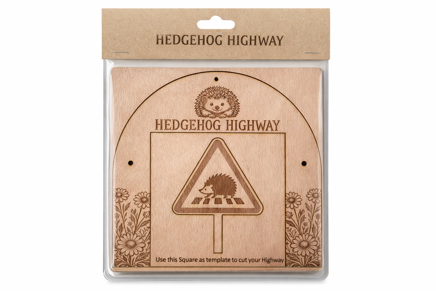 Hedgehog Highway Sign – Wooden Garden Access Hole for Wildlife Friendly Conservation