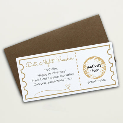 Personalised Date Night Voucher Scratch Card | Valentines Day Gift for Him | Birthday & Anniversary Surprise Reveal