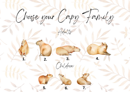 Capybara Family Personalised Wall Art Print | Unframed Print