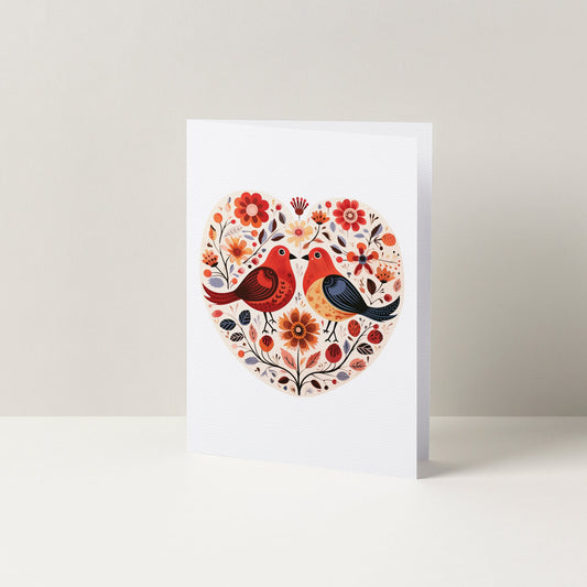 Folk Style Valentines Day Card Cute Hearts Design for Him Ideal Husband Gift