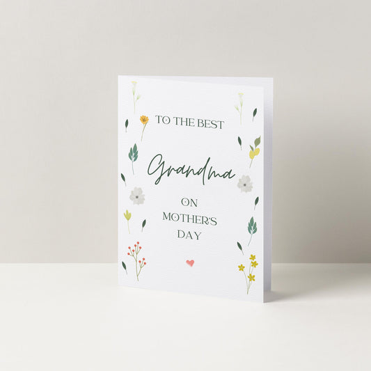 Best Grandma On Mother's Day Flower Card, Cards For Nana on Mothers Day, Cute Cards, Minimalist Cards, Wildflower Cards, Grandma Cards