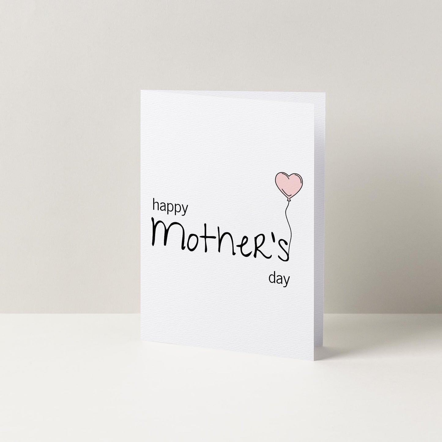 Happy Mother's Day Pink Heart Balloon Mother's Day Card, Cards For Mum on Mothers Day Card, Cute Cards, Minimalist Cards