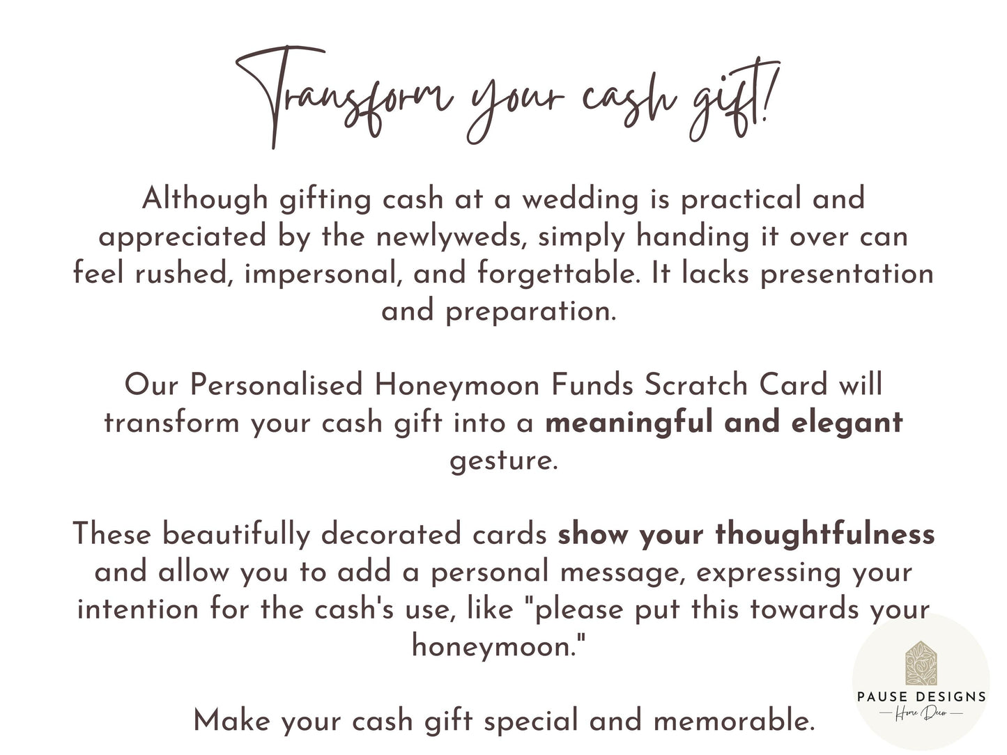 Personalised Honeymoon Fund Scratch to Reveal Ticket - Bride and Groom Gift to Reveal Honeymoon Cash Gift Surprise for Weddings