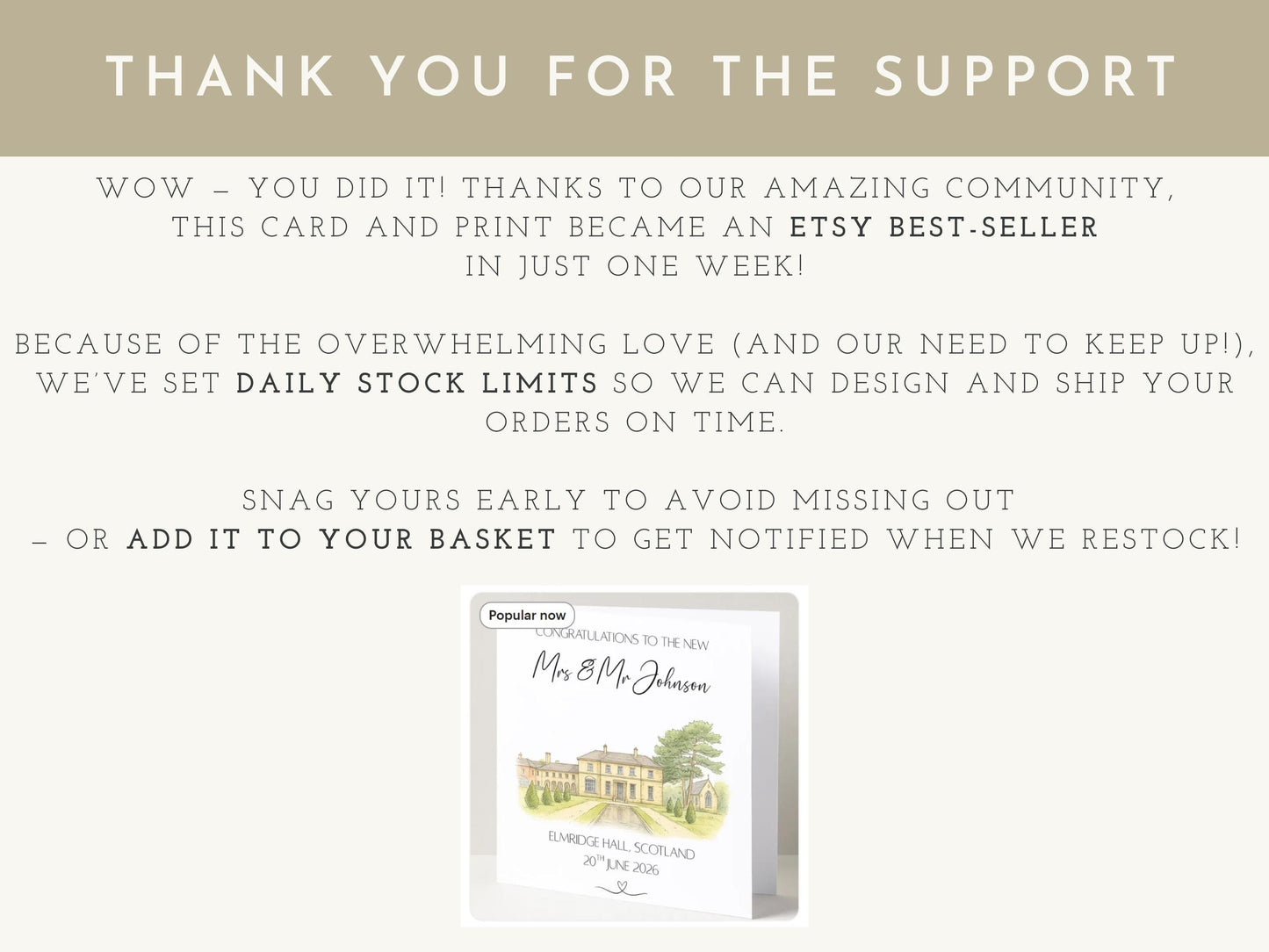 Personalised Wedding Venue Watercolour Card - Elegant Keepsake for Bride and Groom