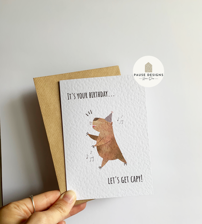 Happy Birthday...Let's Get Capy Birthday Party Capybara Birthday Greetings Card