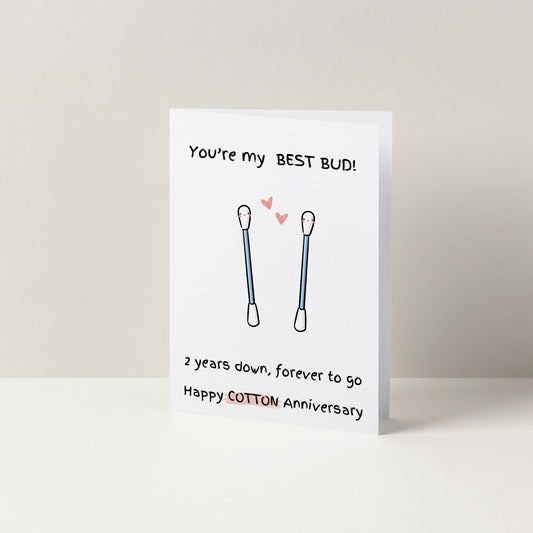 You're My Best Bud Cotton Anniversary Card | A6 Card | 2nd Anniversary | Happy Anniversary Card | Cotton Anniversary Gift