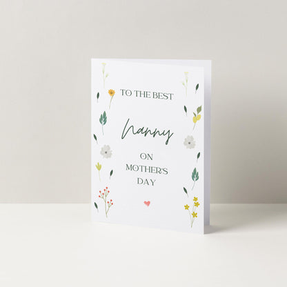 Best Nanny Flower Card for Mothers Day  Minimalist  Cute Design  Perfect Nanny Card