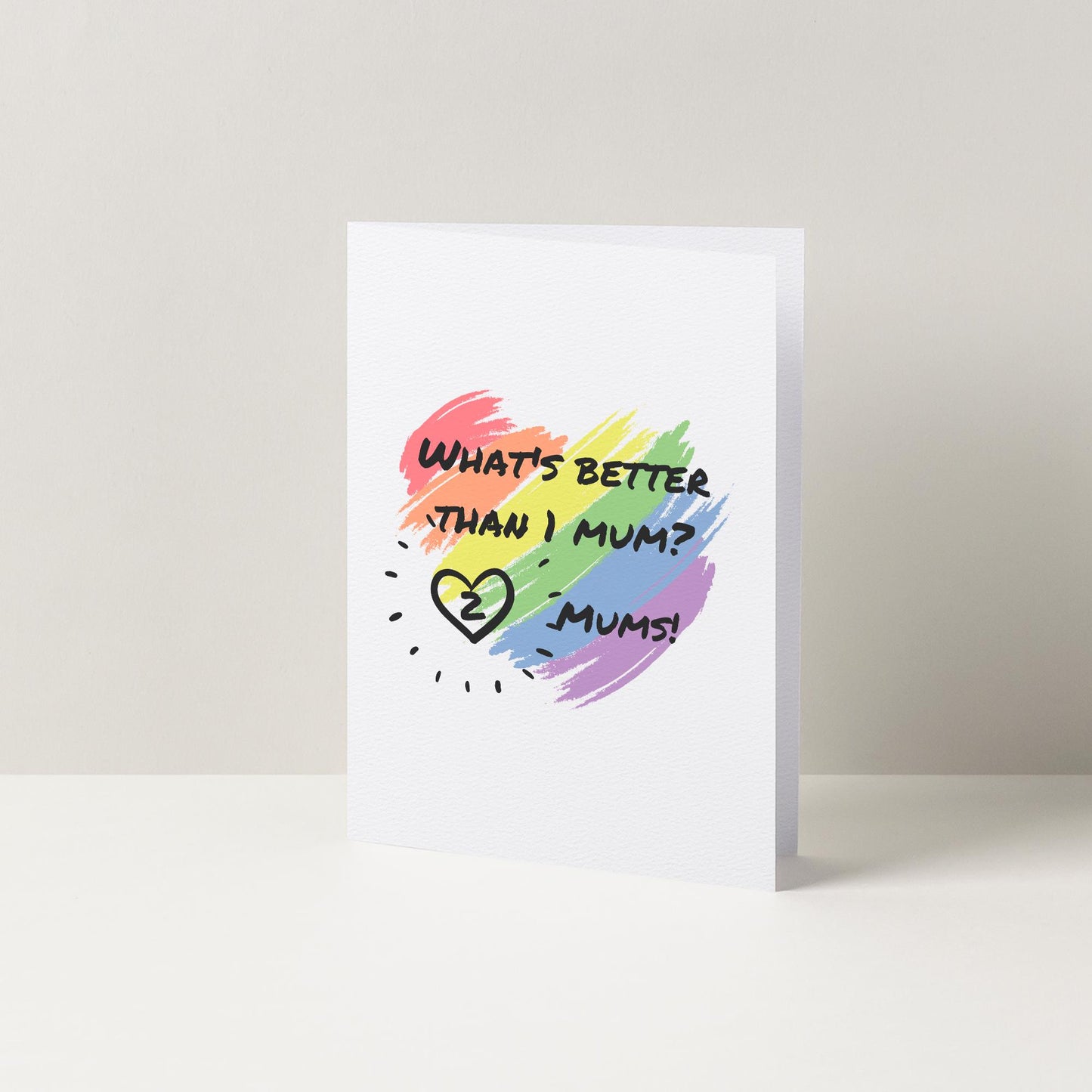 What's Better Than 1 Mum? 2 Mums Rainbow Heart Mother's Day Card | Cards For Mum | Mothers Day Card | Same Sex Parents Card | Two Mums Card