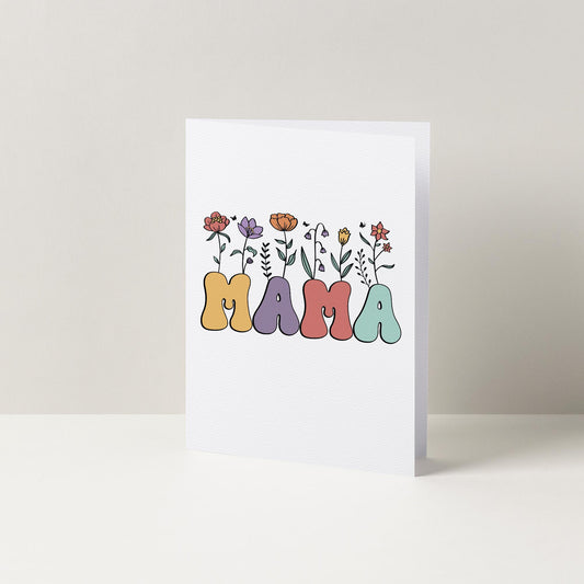 Retro Flower Bubble Text Mothers Day Card for Mum Cute Minimalist Design  Perfect Gift Idea