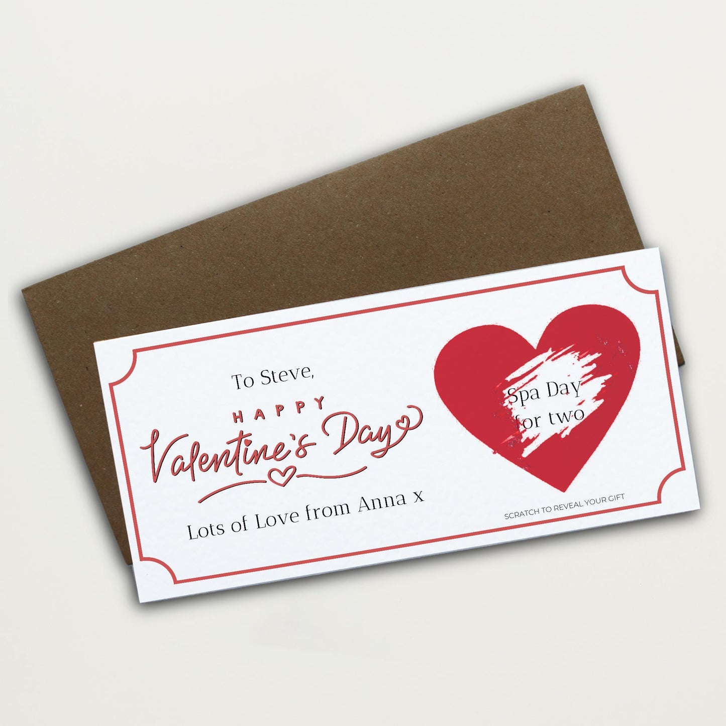 Personalized Valentines Day Scratch-Off Reveal Card | Custom Surprise Card for Valentine Gift, Concert, Holiday, Festival, Cinema, Spa