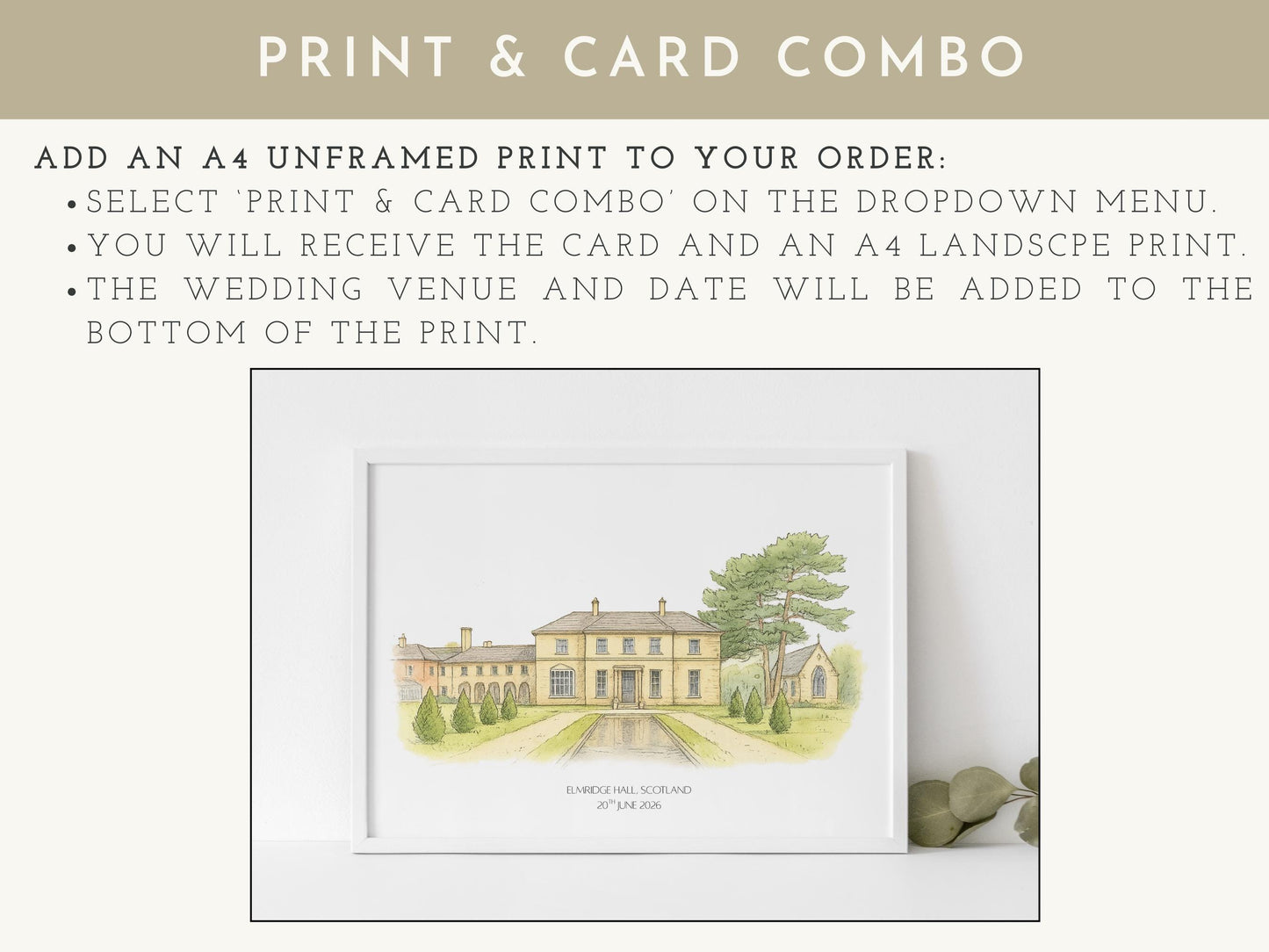 Personalised Wedding Venue Watercolour Card - Elegant Keepsake for Bride and Groom