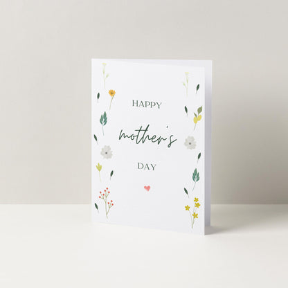 Happy Mother's Day Wildflower Card, Cards For Mum on Mothers Day, Cute Cards, Minimalist Cards, Text Card, Mum Cards