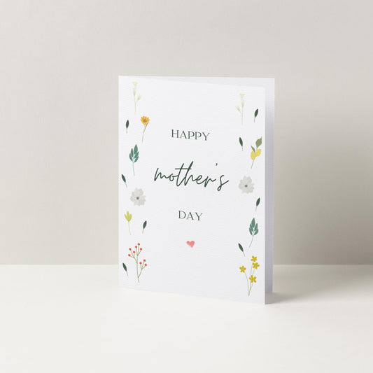 Happy Mother's Day Wildflower Card, Cards For Mum on Mothers Day, Cute Cards, Minimalist Cards, Text Card, Mum Cards