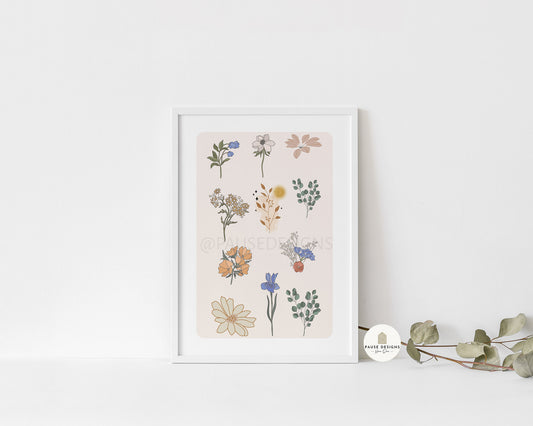 Bohemian Flower Collection Wall Art Print | Unframed Print