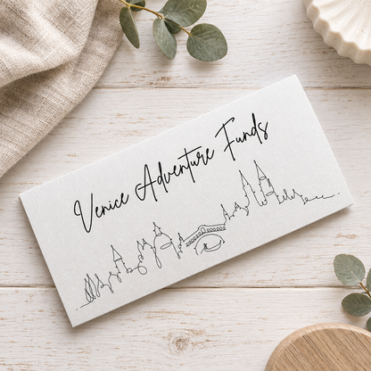 Venice Travel Money Wallet Card | Ticket or Cash Envelope Wallet For Gap Year, Surprise Trip Reveal Or Honeymoon | Travel Gift |