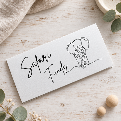 Personalised Safari Funds Money Wallet | Wedding Gift Money | Cash Envelope | Wedding Present | Congratulations Card | Elephant Card
