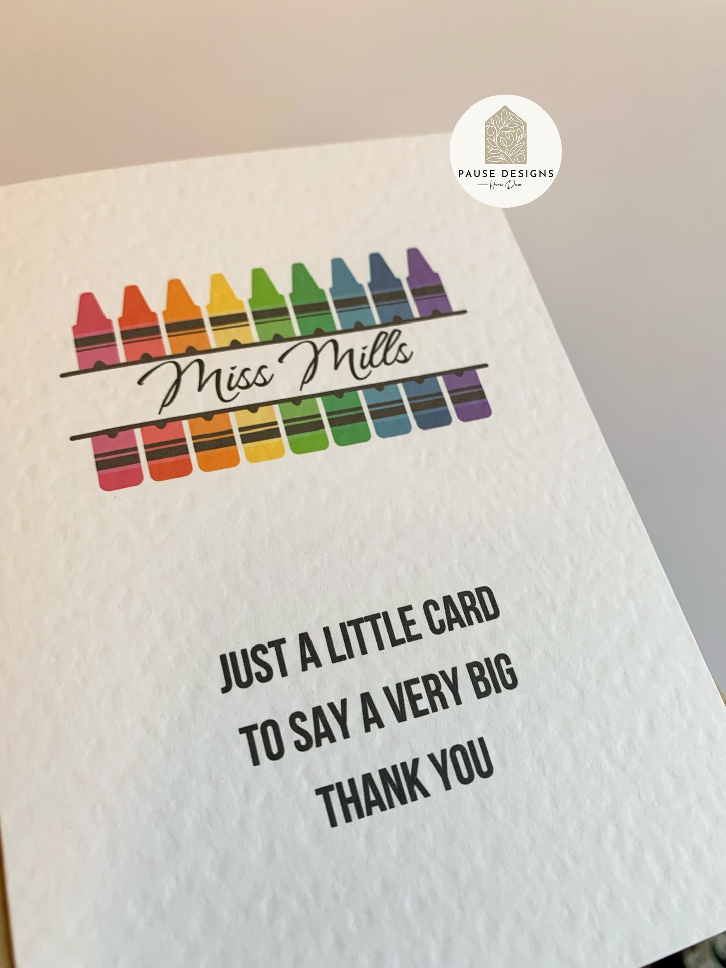 Personalised Crayon Thank You Teacher Greetings Card