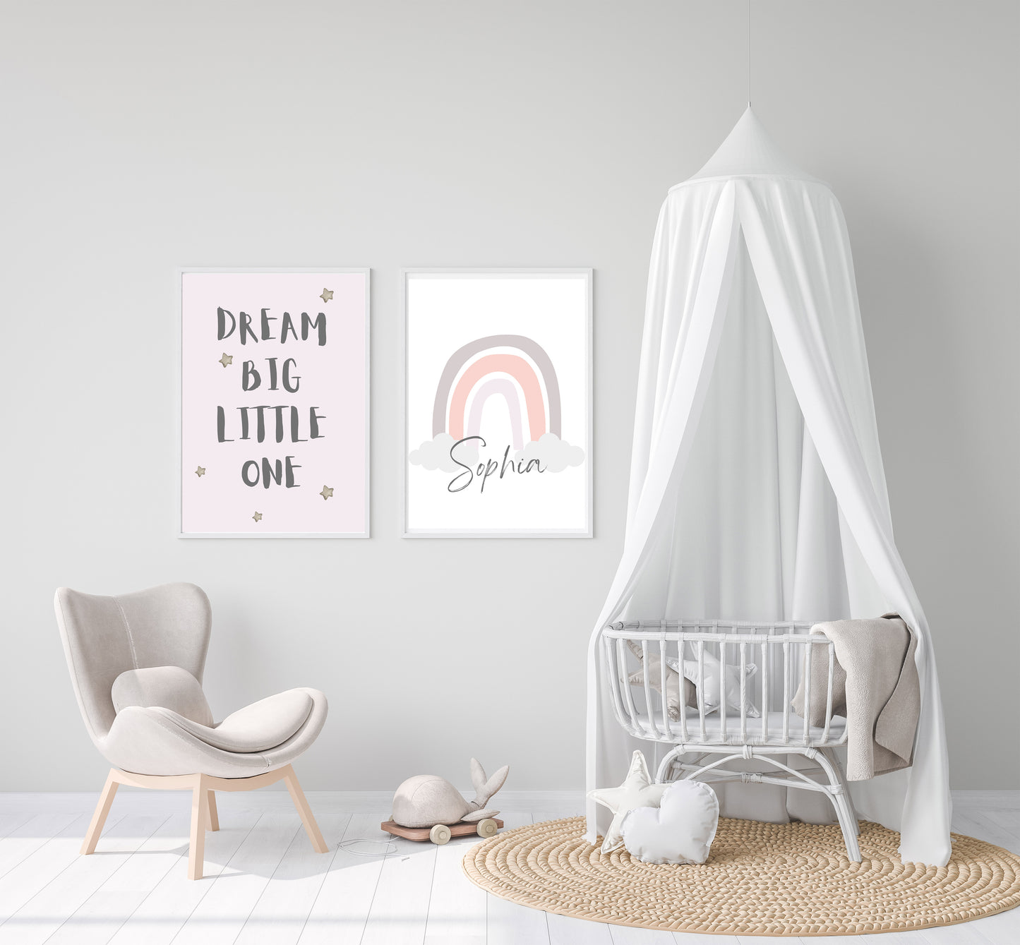 Dream Big Little One Blush Pink Girls Room Wall Art Print | Unframed Print