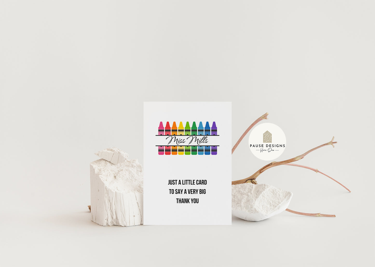 Personalised Crayon Thank You Teacher Greetings Card