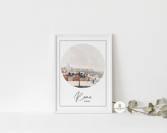 View Of Rome Vintage Italy Wall Art Print | Unframed Print