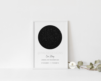 Custom Personalised Star Map Wall Art Print | Unframed Print