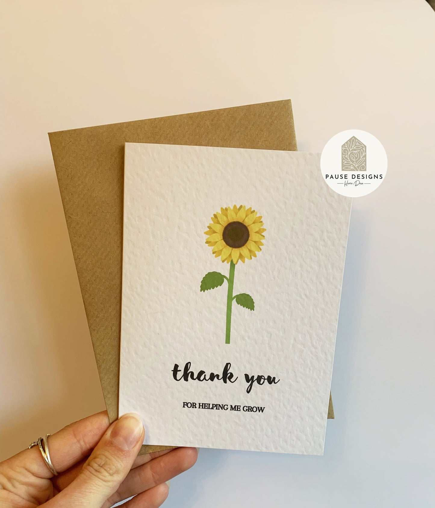 Thank You For Helping Me Grow Sunflower Greetings Card