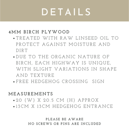 Hedgehog Highway Sign – Wooden Garden Access Hole for Wildlife Friendly Conservation