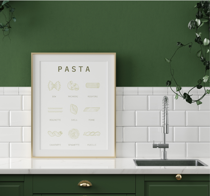 Italian Pasta Shapes Kitchen Wall Art Print | Unframed Print