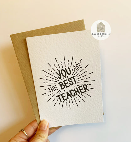 You're The Best Teacher Greetings Card | Teacher Thank You Card