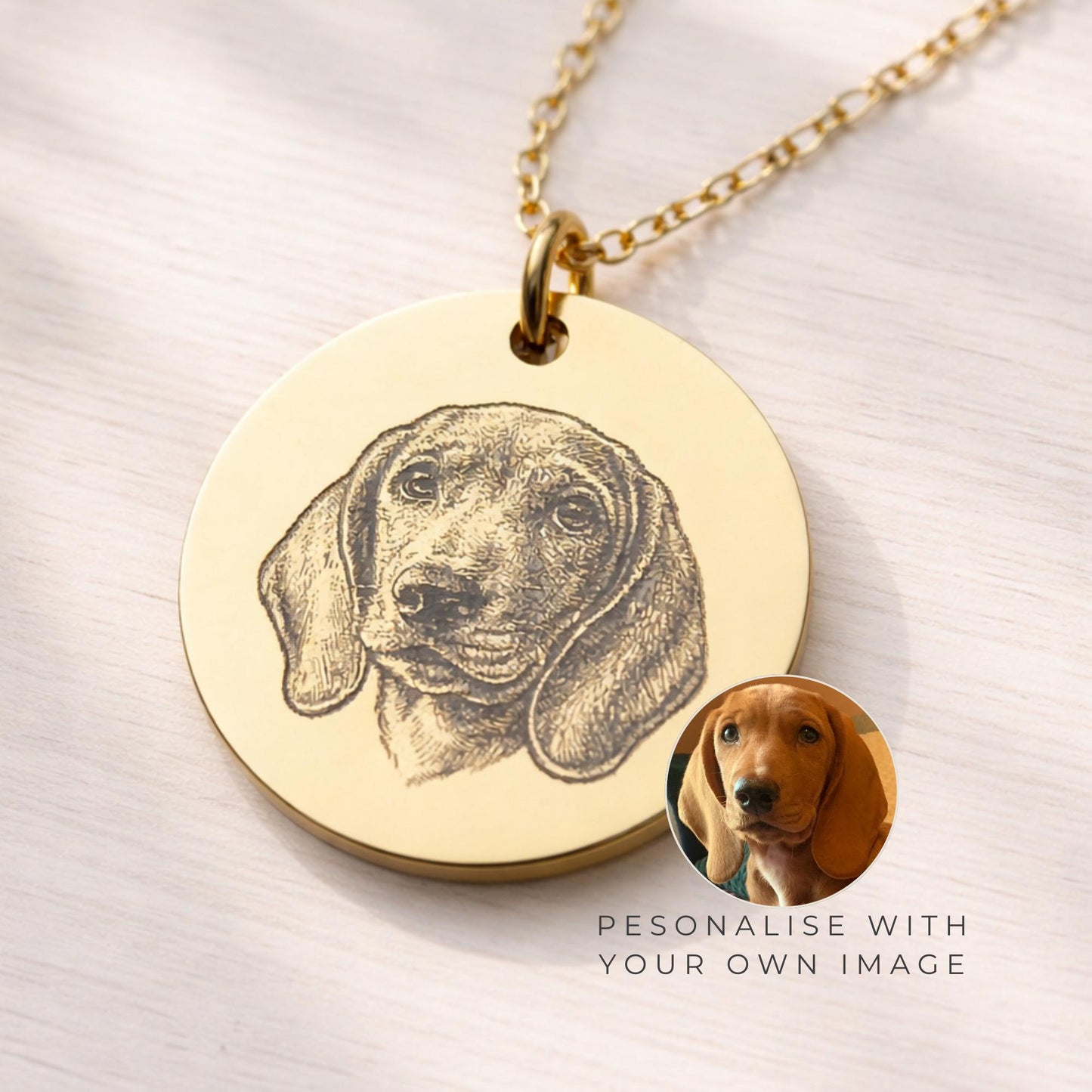 Personalized Pet Portrait Necklace | Custom Dog or Cat Engraved Gift for Pet Moms & Dads, Pet Loss Memorial Jewelry, Animal Lover Keepsake