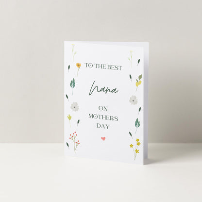 Best Nana On Mother's Day Flower Card | Cards For Nana | Mothers Day Card | Cute Cards | Minimalist Cards | Text Card | Nan Cards
