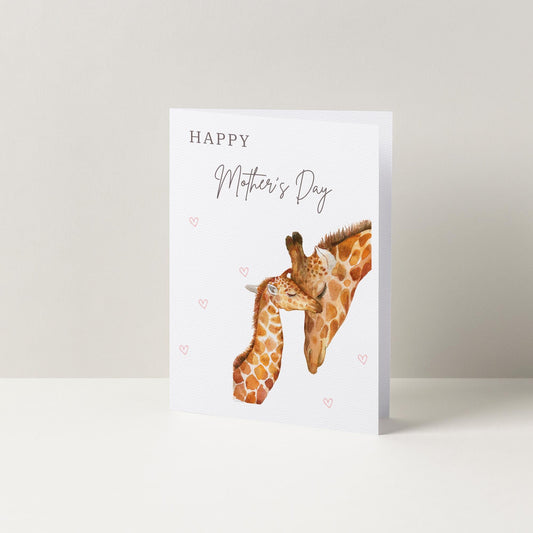 Happy Mother's Day Giraffe Heart Card, For Mum, Mothers Day Card, Cute Giraffe Cards, Animal Mother's Day Cards