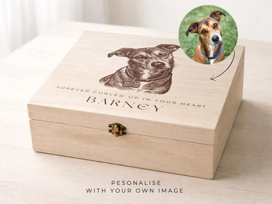Personalised Dog Memorial Keepsake Box | Bespoke Wooden Engraved