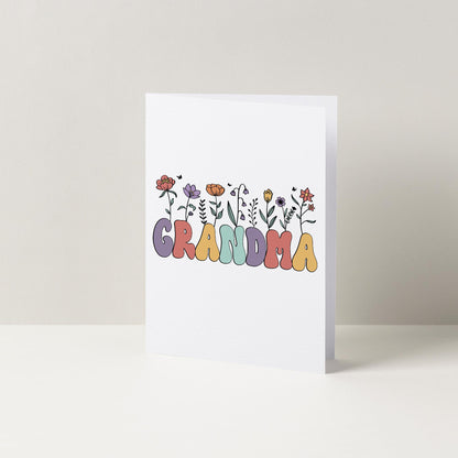 Grandma Retro Flower Bubble Text Mother's Day Card | Cards For Grandma | Mothers Day Card | Cute Cards | Minimalist Cards | Flower Card