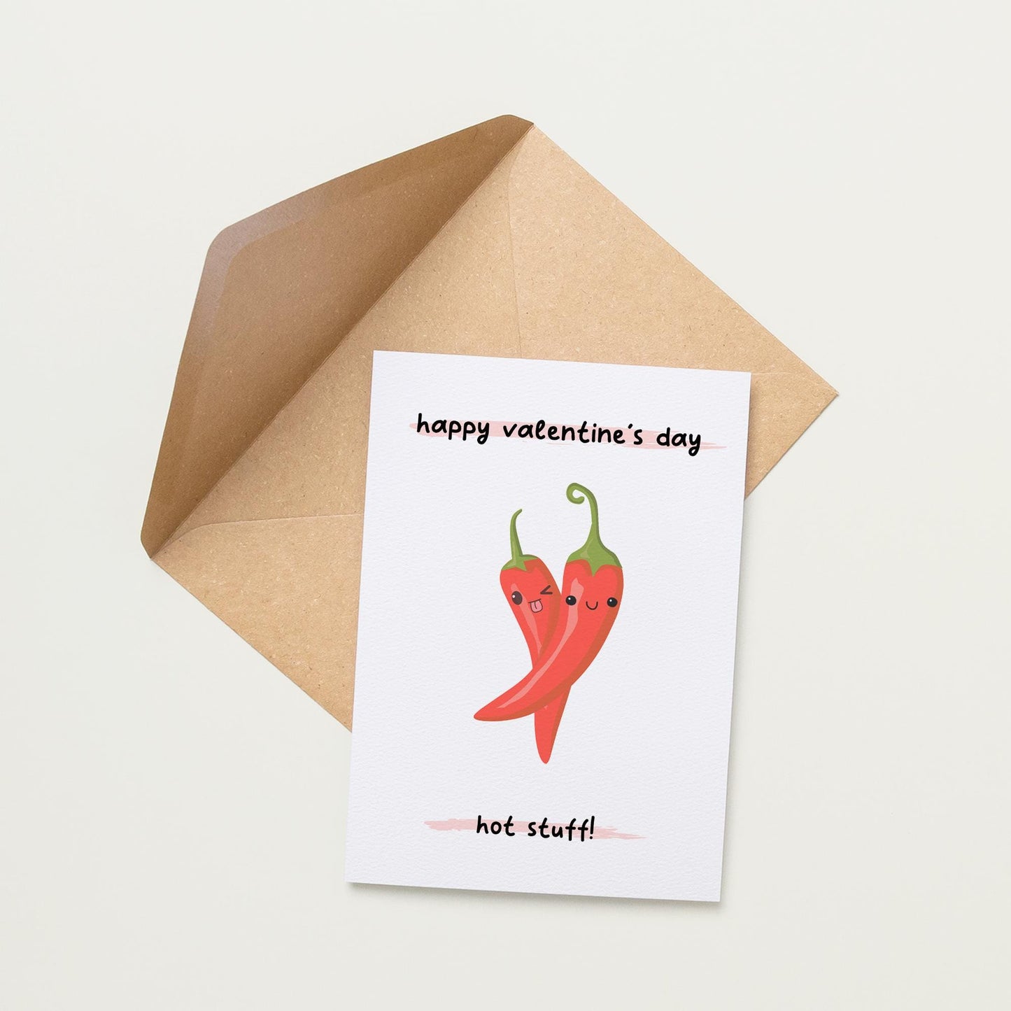 Happy Valentines Day Hot Stuff Kawaii Chilli Valentine's Card