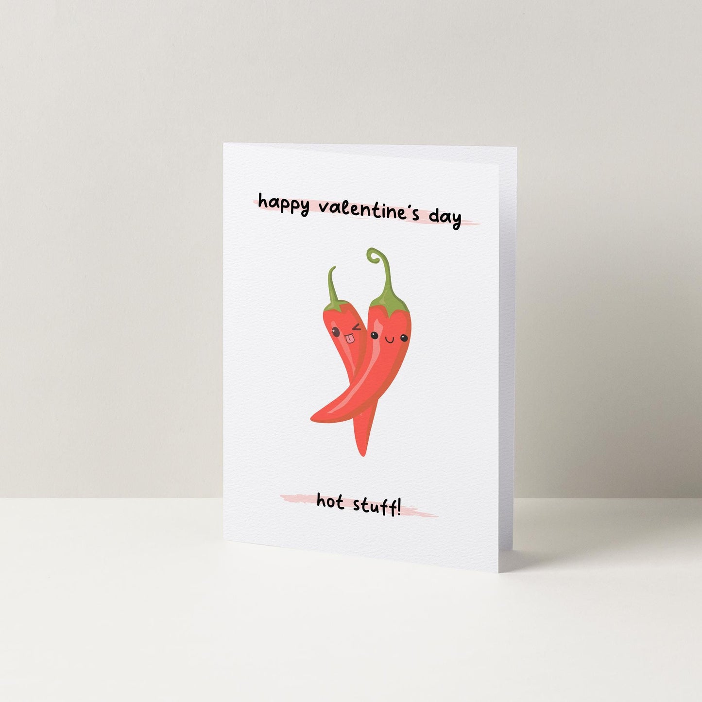 Happy Valentines Day Hot Stuff Kawaii Chilli Valentine's Card