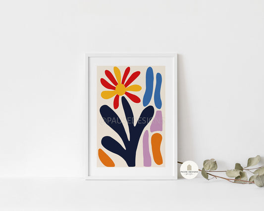 a picture of a flower on a white wall