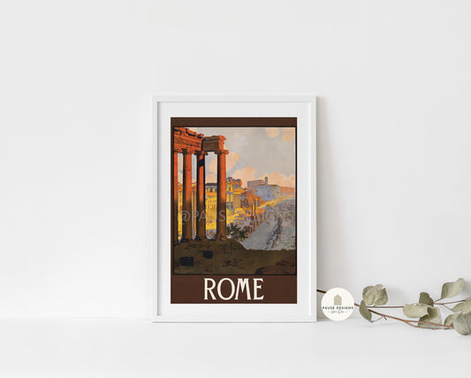 Rome Remastered Vintage Travel Wall Art Print | UNFRAMED PRINTS | Home Decor | A3/A4/A5  Prints | Prints for Framing