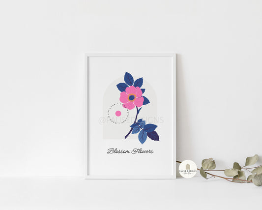 a picture of a pink and blue flower on a white background