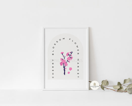 a picture of a pink flower on a white wall