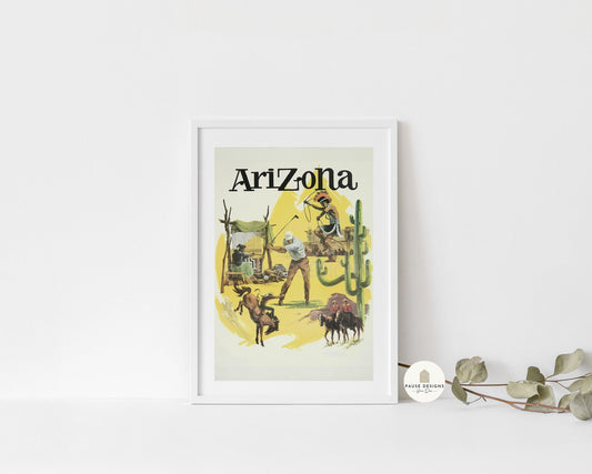 a picture of a poster of arizona on a wall