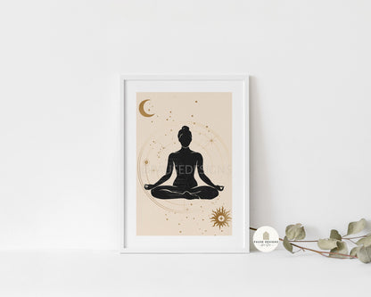 a picture of a woman sitting in a lotus position