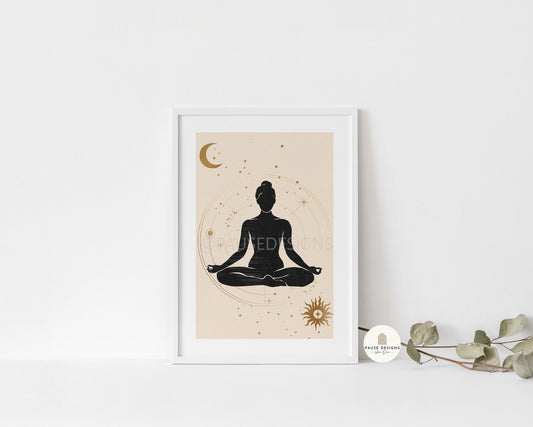 a picture of a woman sitting in a lotus position