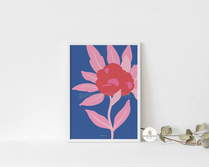 a picture of a pink flower on a blue background