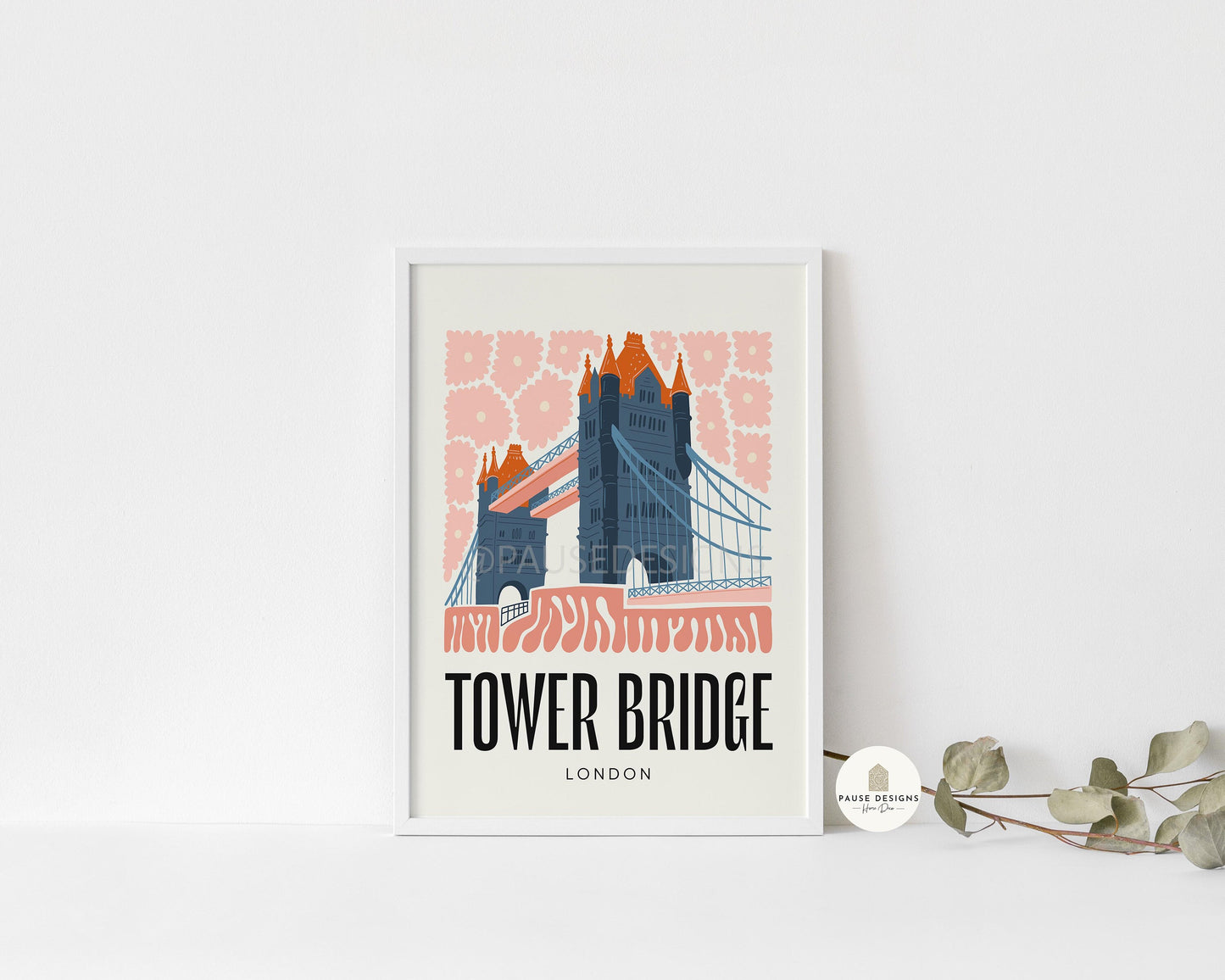 Tower Bridge, London, Modern Abstract Travel Wall Art Print | UNFRAMED PRINTS | Home Decor | A3/A4/A5  Prints | Prints for Framing